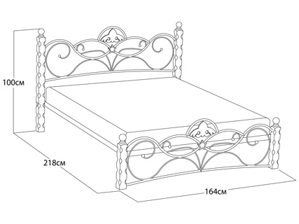 Двуспальная кровать с матрасом Garda 2R - Кровать из массива березы с фигурной металлической решеткой.