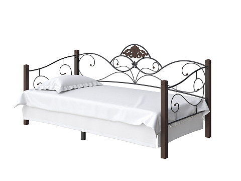 Коричневая кровать Garda 2R-Софа - Кровать-софа из массива березы с фигурной металлической решеткой. 