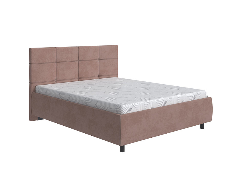 Кровать New Life с ПМ + Матрас One Base Medium 160x200 Ткань: Велюр Ultra Горячий шоколад