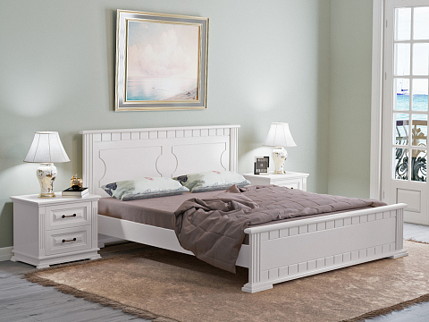 Двуспальная кровать Milena-М - Модель из маcсива. Изголовье украшено декоративной резкой.