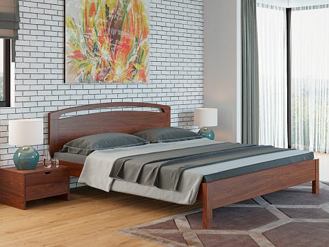 Двуспальная кровать с матрасом Веста 1-тахта-R - Кровать из массива с одинарной резкой в изголовье.