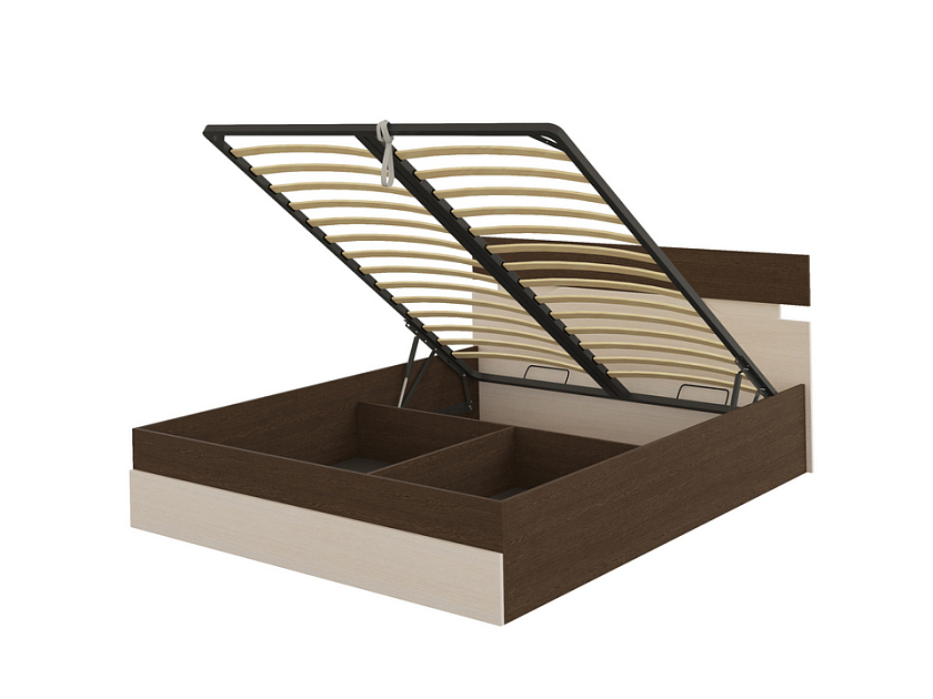 Кровать Milton с подъемным механизмом 180x200 ЛДСП Дуб Венге/Дуб Шамони светлый - Современная кровать с подъемным механизмом.
