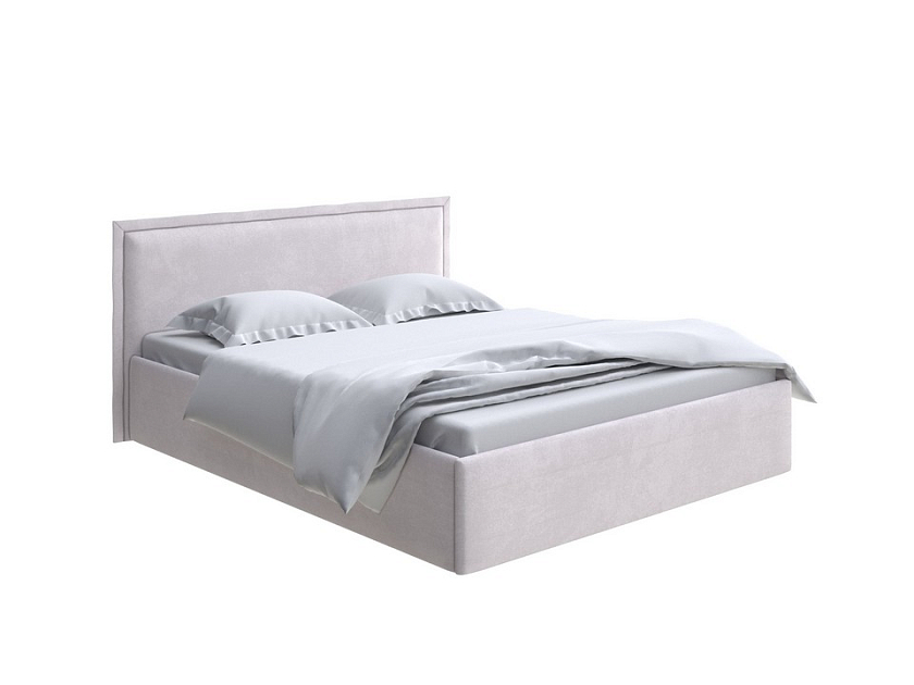 Кровать Aura Next 140x200 Ткань: Велюр Casa Лунный - Кровать в лаконичном дизайне в обивке из мебельной ткани