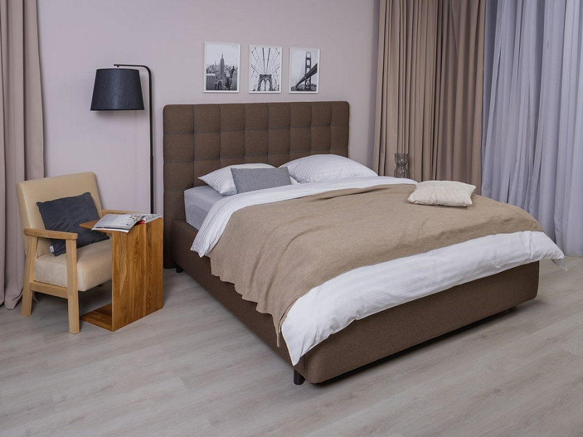 Кровать Leon 90x190 Ткань: Велюр Ultra Черный\Багряный - Современная кровать, украшенная декоративным кантом.