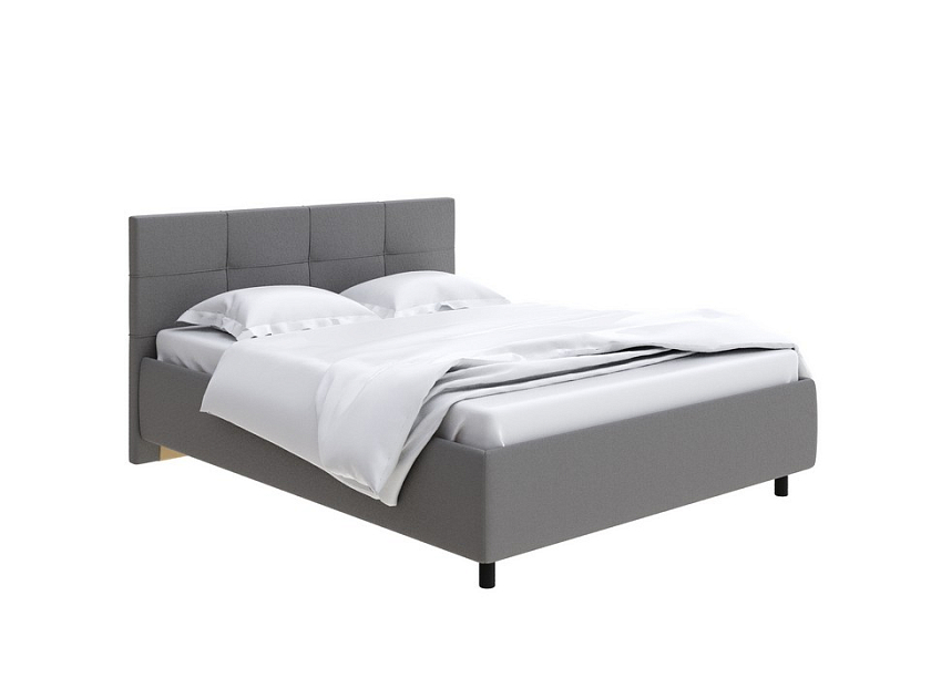 Кровать Next Life 1 140x190 Ткань: Рогожка Тетра Голубой - Современная кровать в стиле минимализм с декоративной строчкой