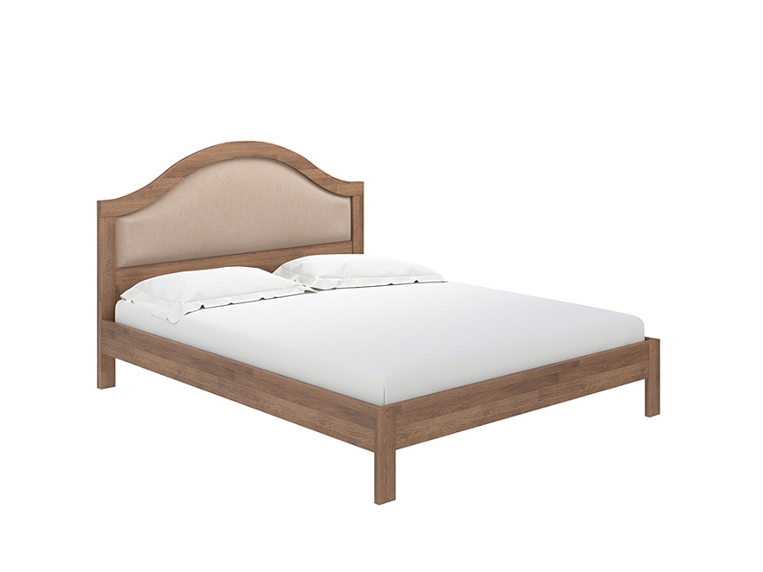 Кровать Ontario 180x200 ЛДСП+ткань Тетра Мраморный/Венге (сосна) - Уютная кровать из массива с мягким изголовьем